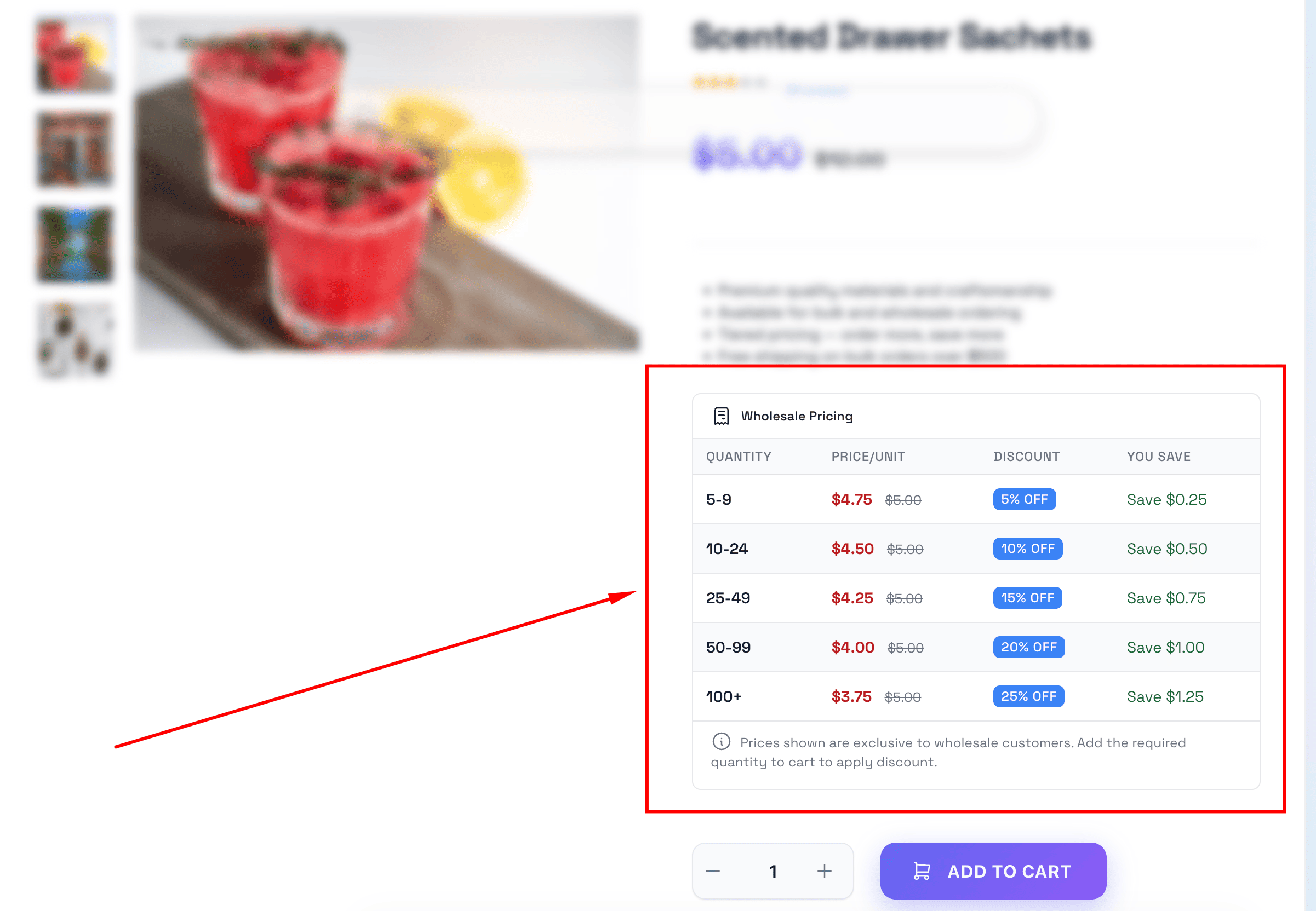 Product Pricing Table